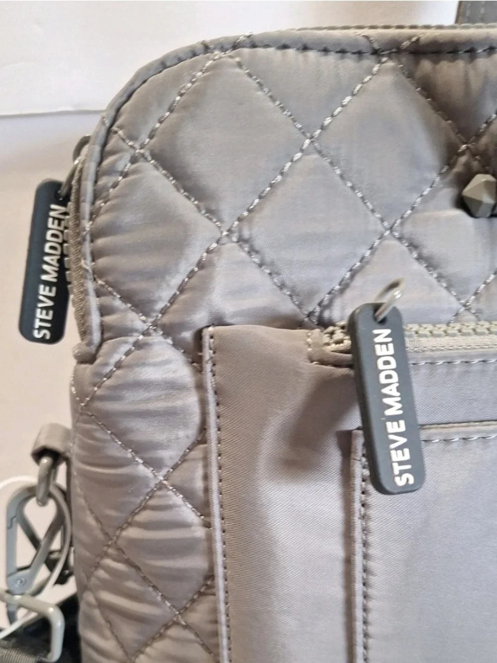 Steve Madden Quilted Gray Laptop Tote